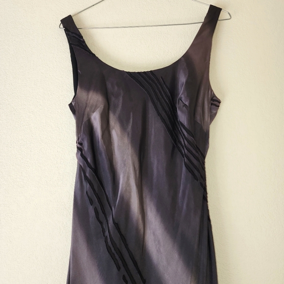 Rex Lester/Andrea Polizzi Black Grey Silver Silk Formal Evening Maxi Dress Sz 4 - Picture 2 of 7